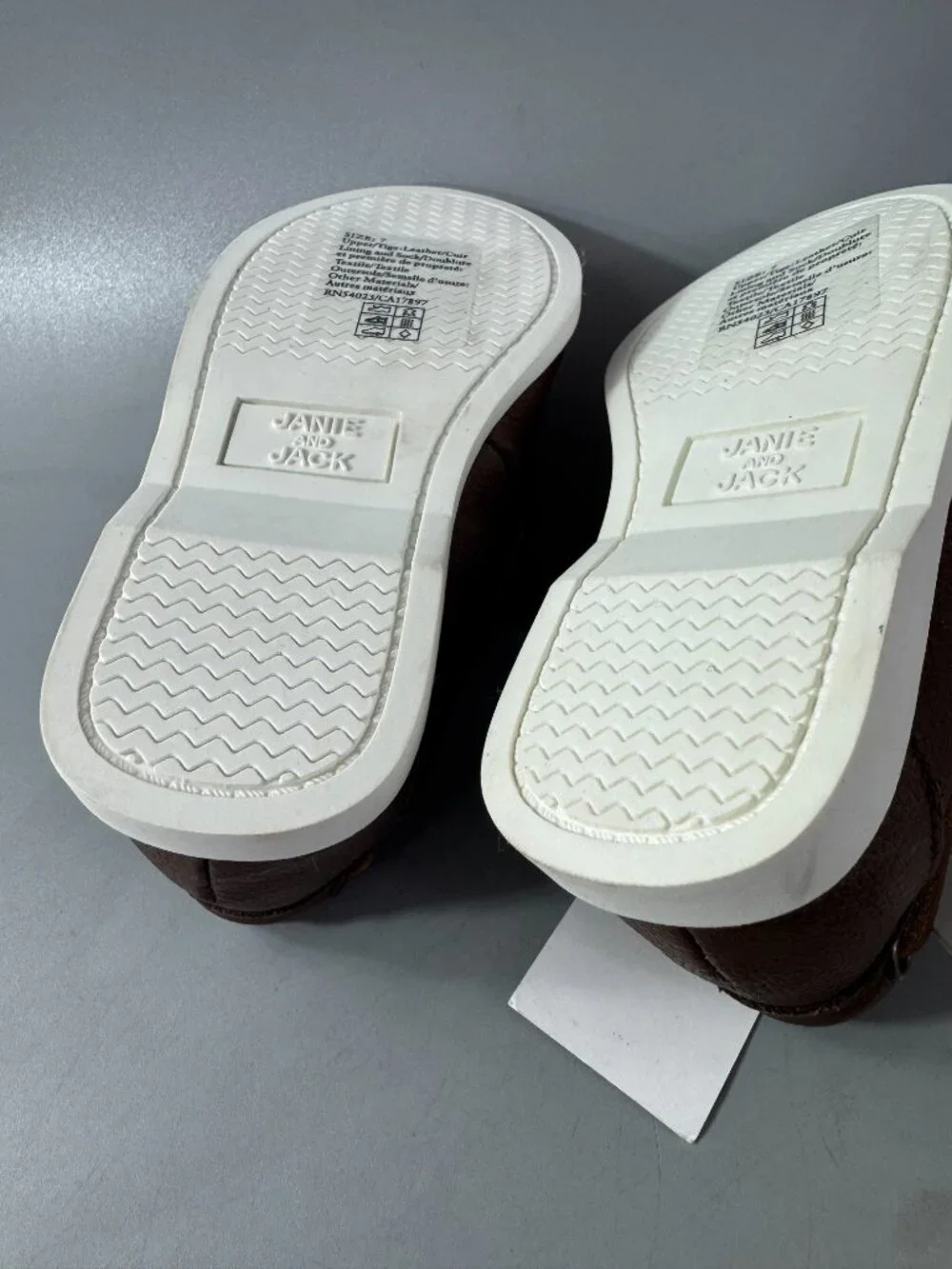 NWT Janie and Jack Brown‎ Boat Kids Shoes, Size 7
